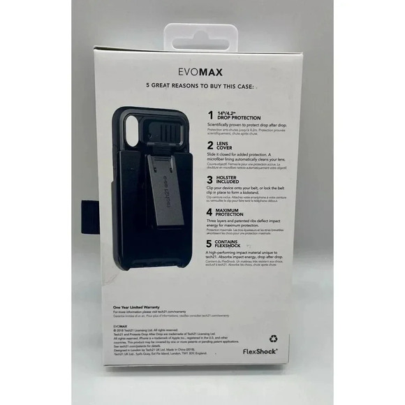 Tech21 Evo Max Phone Case for iPhone X & XS Belt Holster Lens Cover Heavy Duty - Picture 2 of 10